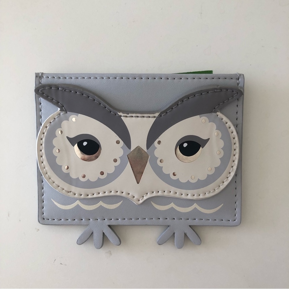NWT Kate Spade Card Holder - Owl Print, Grey